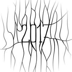 Happy new year 2017 Line Art Design Background