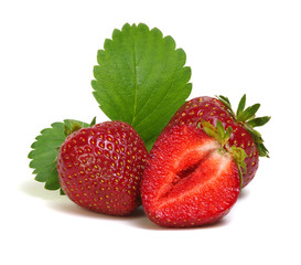 Strawberries with leaves
