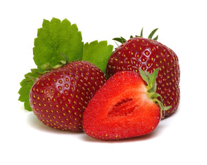 Strawberries with leaves