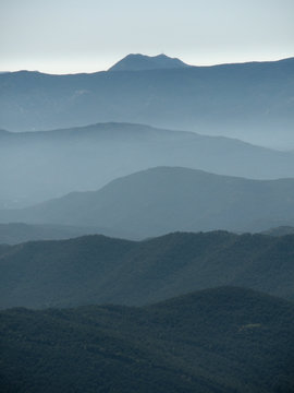 Foggy Morning In The Mountain Range