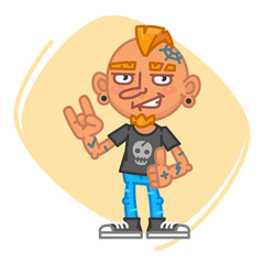 Tattoo Artist Shows Rock Gesture