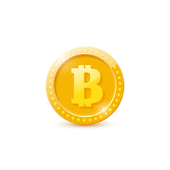 3d realistic gold bitcoin coin.