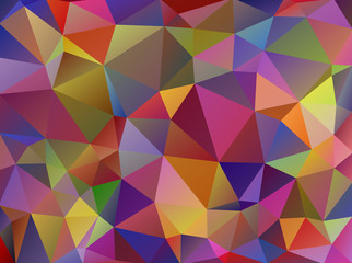 Fototapeta premium Abstract background made of small multicolor triangles. Lilac, purple, green, red, blue