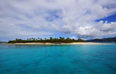 Fototapeta na wymiar a green island with sand beaches on the caribbean sea