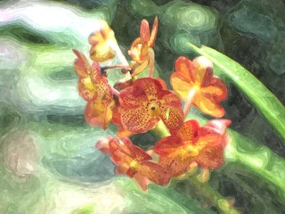 Obraz na płótnie Canvas Orange orchid watercolor / photo art effect
