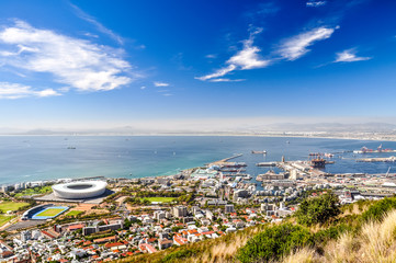 Beautiful view of Mouille Point, Green Point with Cape Town Stadium and the V&A (Victoria and...