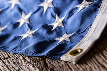 USA flag. American flag. American flag on old wooden background.