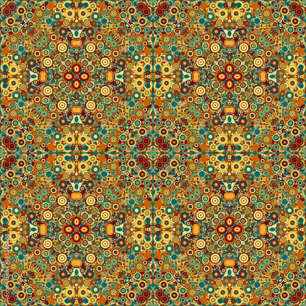 Poster seamless background abstract floral symmetrical pattern colorful folklore set of geometric elements