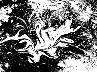 Black and white liquid texture, watercolor hand drawn marbling illustration, abstract vector background