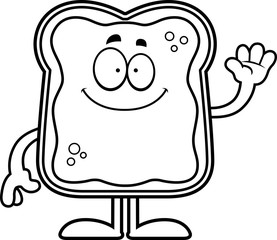 Cartoon Toast With Jam Waving