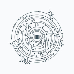 Circle Shape Circuit. Microelectronics circuit.