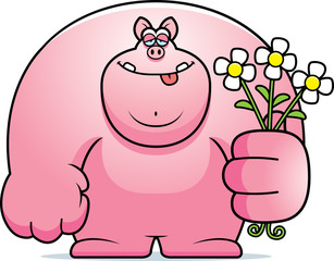 Cartoon Pig Flowers