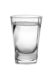 Vodka in a glass and decanter on a white background - obrazy, fototapety, plakaty
