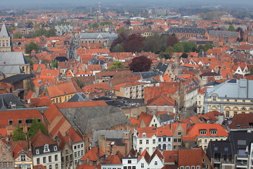 Fototapeta na wymiar Roofs of old houses in Bruges 