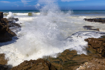 Fototapeta premium Stormy Atlantic coast near Rabat-Sale, Morocco