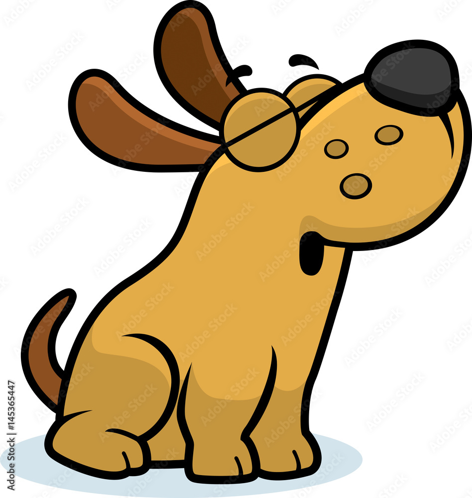 Sticker howling cartoon dog