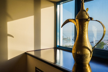 Jugs of various shapes in the interior. Dubai. Summer 2016
