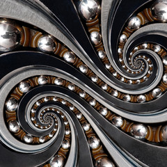 Funny incredible beautiful unusual Industrial Ball Bearing double twin spiral effect. Abstract...