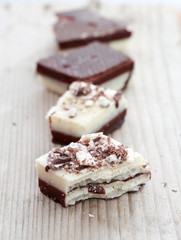 waffle chocolate bar covered with black and white chocolate