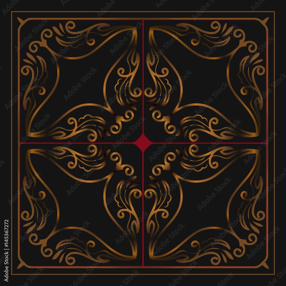 Poster Abstract vintage pattern in a square frame border design vector art