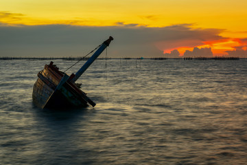 Shipwreck on the beach.