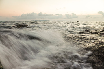 Sea, vintage a photo and wave soft pastel colors. Solf focus.