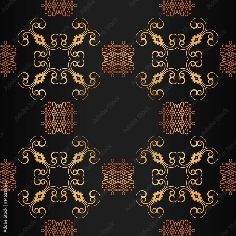Aufkleber dark vintage background, damask pattern abstract background with repeating elements