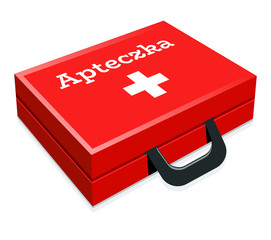 Apteczka - czerwona ilustracja pierwszej pomocy - obrazy, fototapety, plakaty