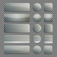 Collection of transparent glass app buttons