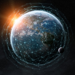 Data exchange and global network over the world 3D rendering