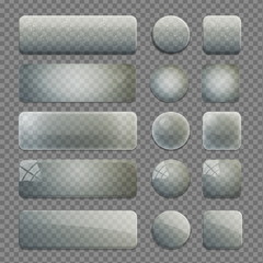 Collection of transparent glass app buttons