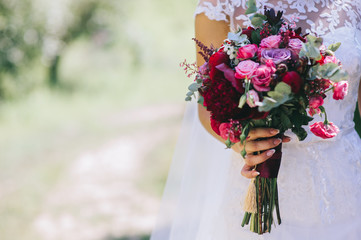 wedding dress, wedding rings, wedding bouquet