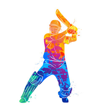 Abstract batsman playing cricket