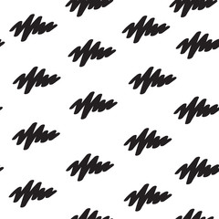 Vector black brush strokes seamless pattern on the white background