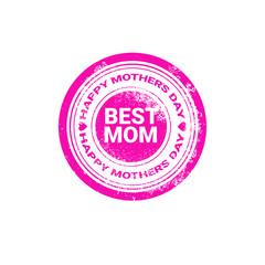 Happy Mother Day, Spring Holiday Greeting Stamp Flat Vector Illustration