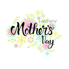 Naklejka na ściany i meble Happy Mother Day, Spring Holiday Greeting Card Banner Flat Vector Illustration