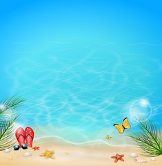 Fototapeta na wymiar summer background with sandy beach
