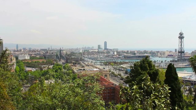 Barcelona Panorama, Spain, Viewpoint, Time Lapse, 4k
