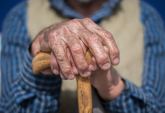 Old Man Hands with cane