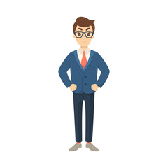 Isolated angry businessman on white background in suit.