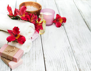 Spa composition with alstroemeria flowers