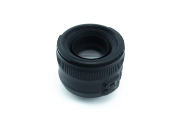 Camera lens isolated on white background. portrait lens.