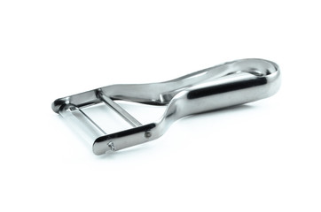 Steel peeler isolated on white background.