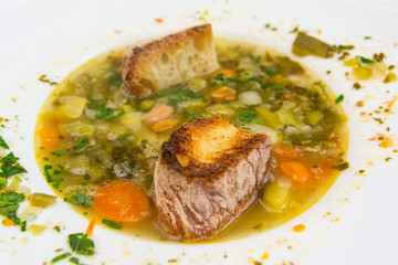 Soup minestrone selective focus