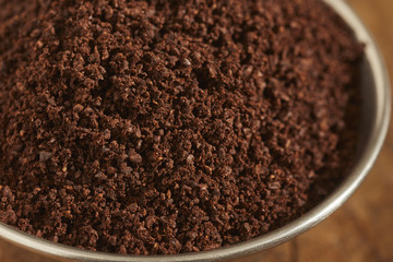a bowl of ground coffee