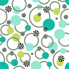 Geometric seamless pattern with circles of mint colors