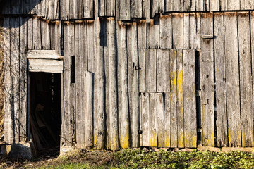 Abandoned ruins of old wooden building