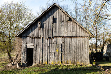 Abandoned ruins of old wooden building