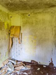 Abandoned ruins of old rock building
