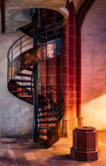 A beautiful copper spiral stair in a wonderful light